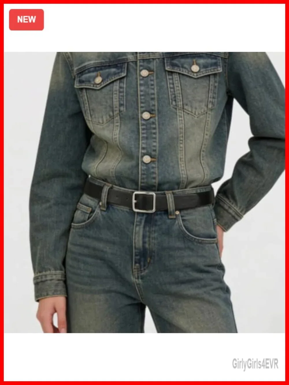 Women's Leather Belt Square Gold Buckle Waist Belt for Jeans Dresses
